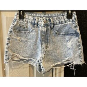 SHEIN, Acid Wash, Distressed, Denim Shorts, Size: 26